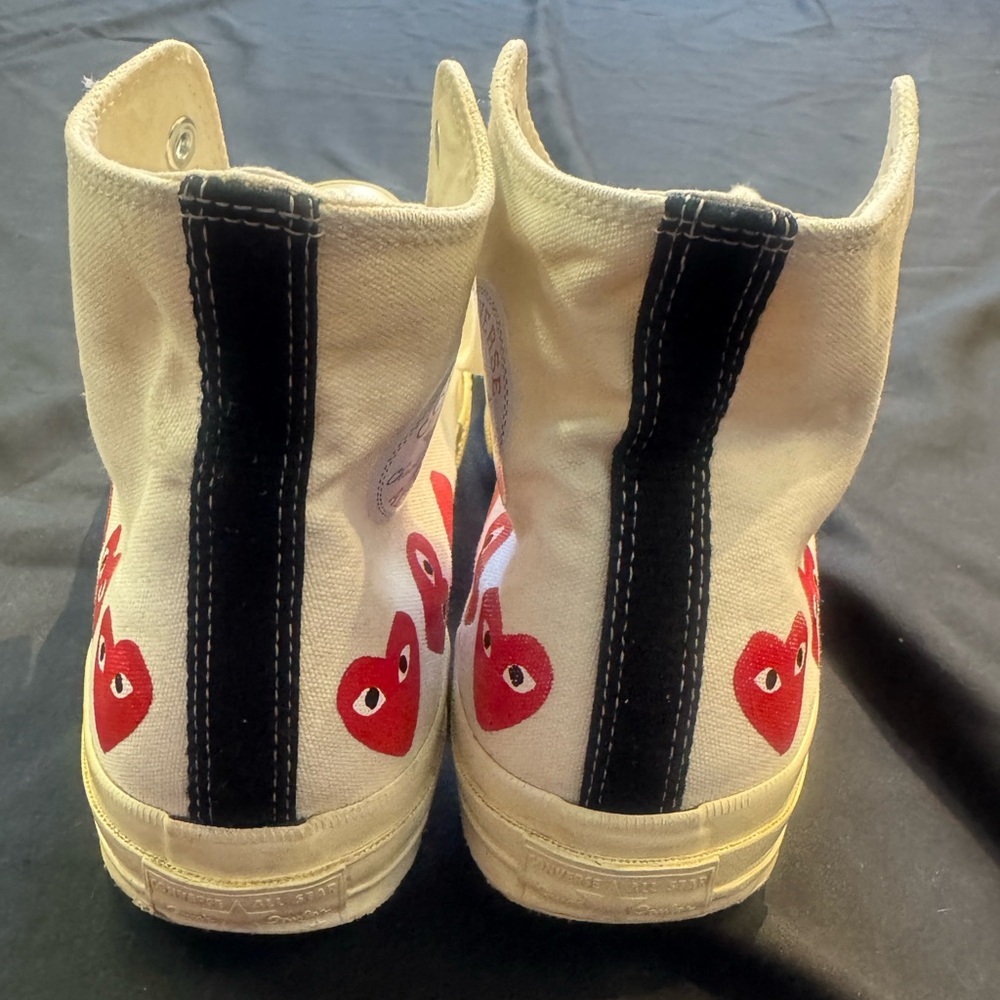 Comme Des Garçon Converse Chuck Taylor High-Tops with Red Hearts - Picture 5 of 6